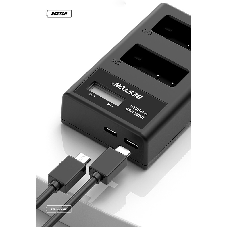 Bộ 2 Pin + Sạc Đôi Beston Fujifilm NP-W126 NP-W126S Cho Fujifilm X-T20 X-T10 X-T100 X100F X-H1 X-T3 X-T2 X-T1 X-A5 X-A3