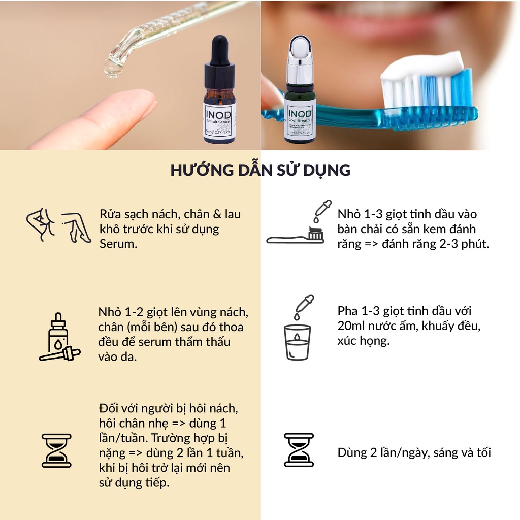 Combo 2 lọ serum hôi nách, hôi chân, hôi miệng INOD Huyền Phi