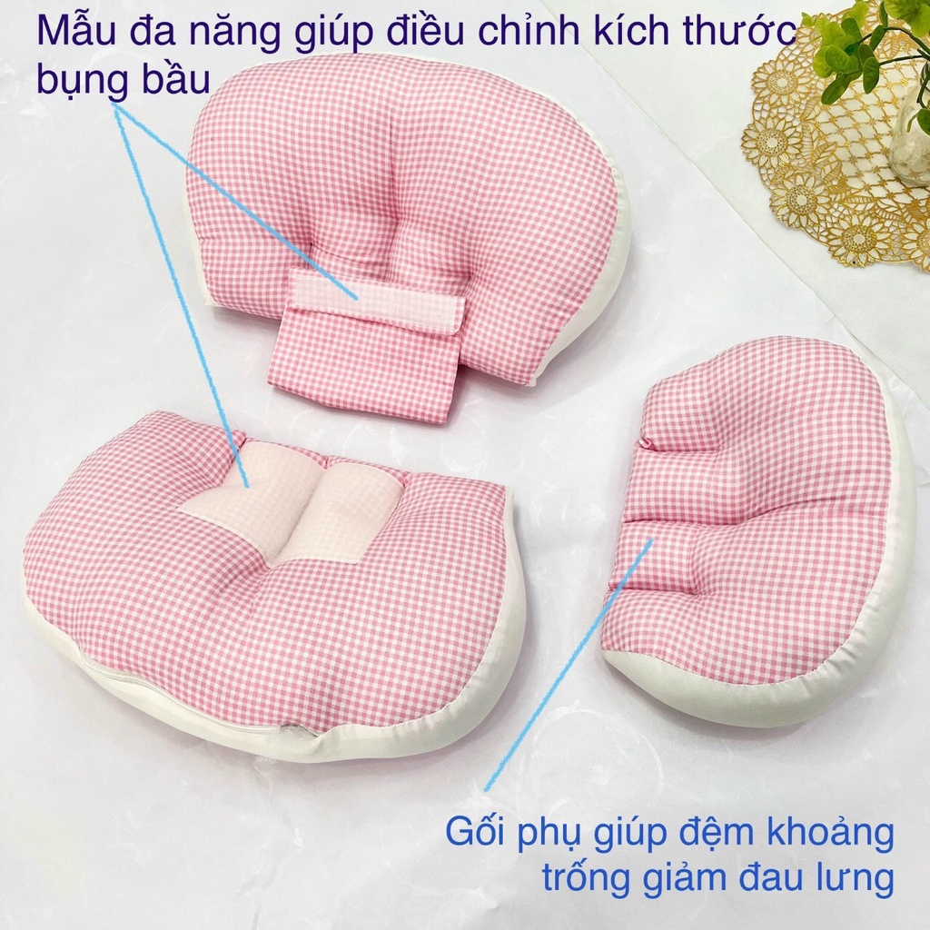 Gối cánh tiên 3 chi tiết hỗ trợ đau lưng cho bà bầu chất liệu COTTON 100% cao cấp