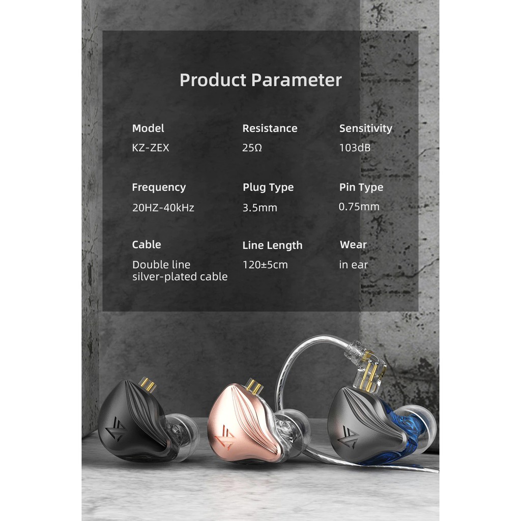 Tai nghe KZ ZEX tai nghe nhét tai thể thao gaming chống ồn có micro đàm thoại
