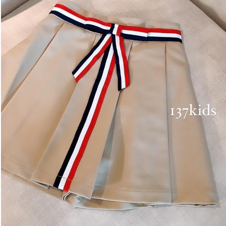 Chân váy xếp ly chữ A bé gái thiết kế 137Kids phối kẻ cạp lưng chun co giãn