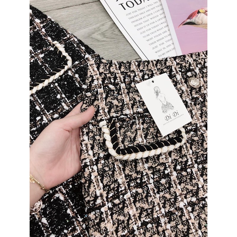 Chân váy nữ 💖 Hàng đẹp💖Chân váy đẹp dạ kẻ khuy Ngọc 2 nắp túi mặc tết - Quảng Châu | BigBuy360 - bigbuy360.vn