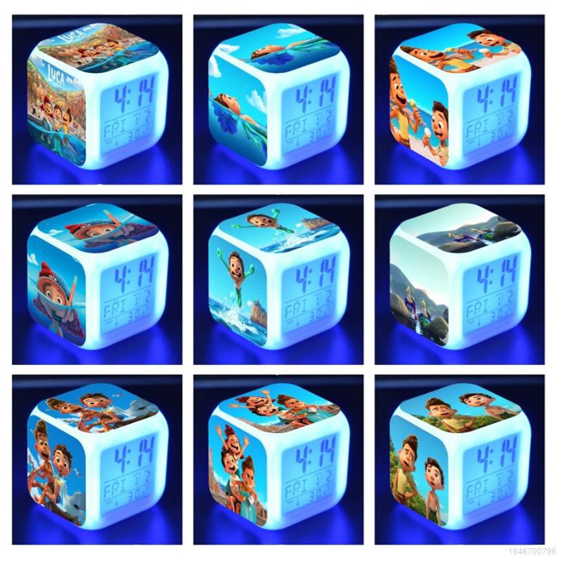 Đồng Hồ Báo Thức Có Đèn LED 7 Màu Họa Tiết Hoạt Hình Disney Dễ Thương Trang Trí Nội Thất