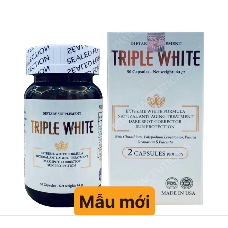 Viên uống trắng da chống nắng glutathion triple white( hàng ct nhập khẩu chính hãng)
