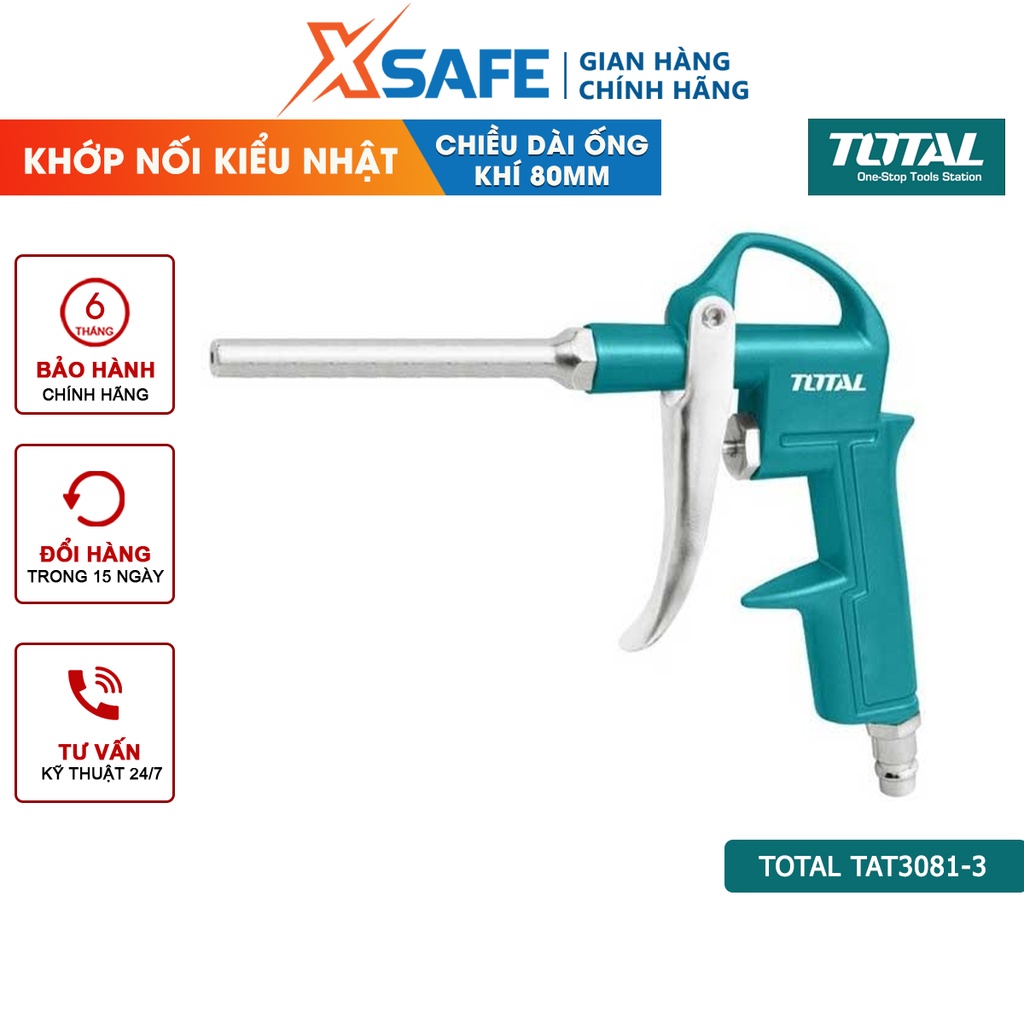 Dụng cụ thổi khí TOTAL TAT3081-3, chiều dài ống phun 80mm, đầu nối kiểu Nitto phụ kiện của máy nén khí - CHÍNH HÃNG