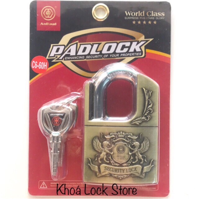 Ổ khoá 6 phân chống cắt PADLOCK song sư khoá lại cần chìa khoá