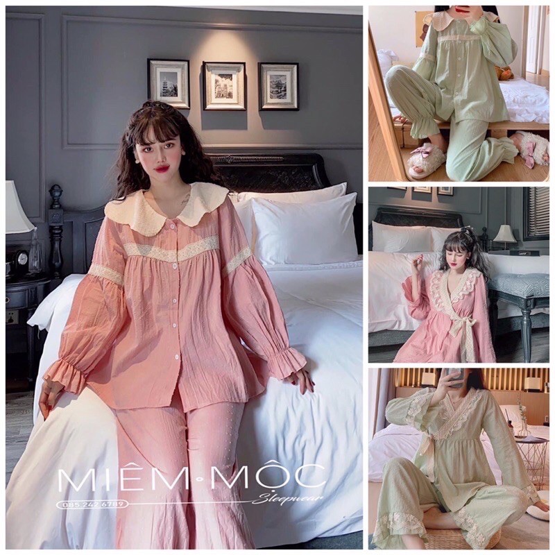 🌸SALE🌸Set ngủ ulzzang tiểu thư nhập hàng cao cấp (ảnh thật và clip)