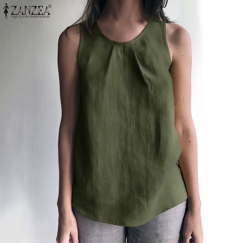 Áo thun ZANZEA không tay thời trang sành điệu cho nữ