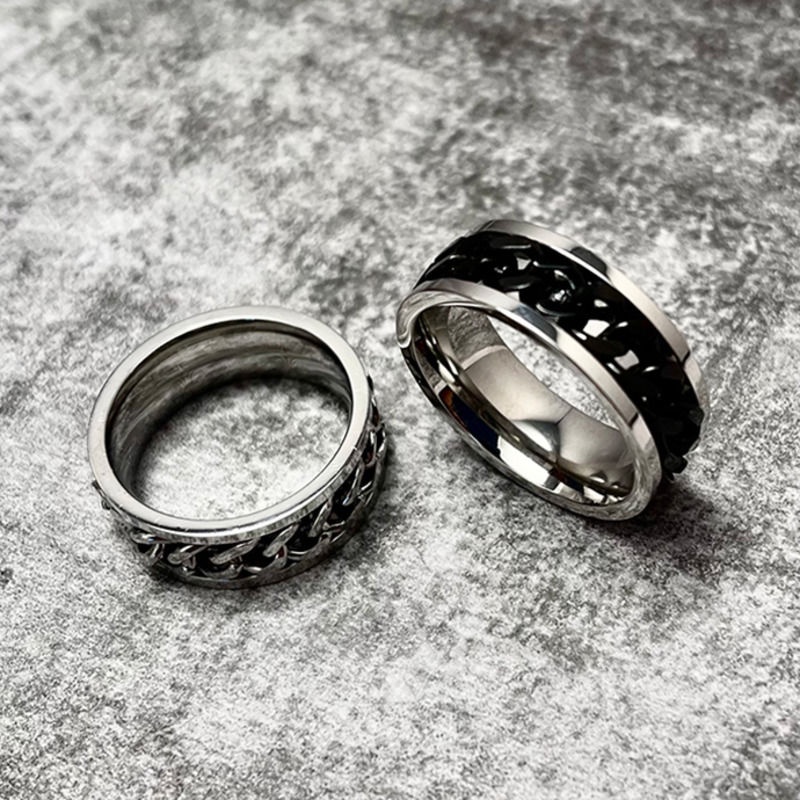 Nhẫn Dây Xích Bằng Thép Phong Cách hip hop Hàn Quốc Đơn Giản Cá Tính Cho Nam