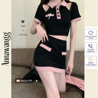Áo croptop cutout phối tim cài ở ngực siêu xinh Annawangg AN33