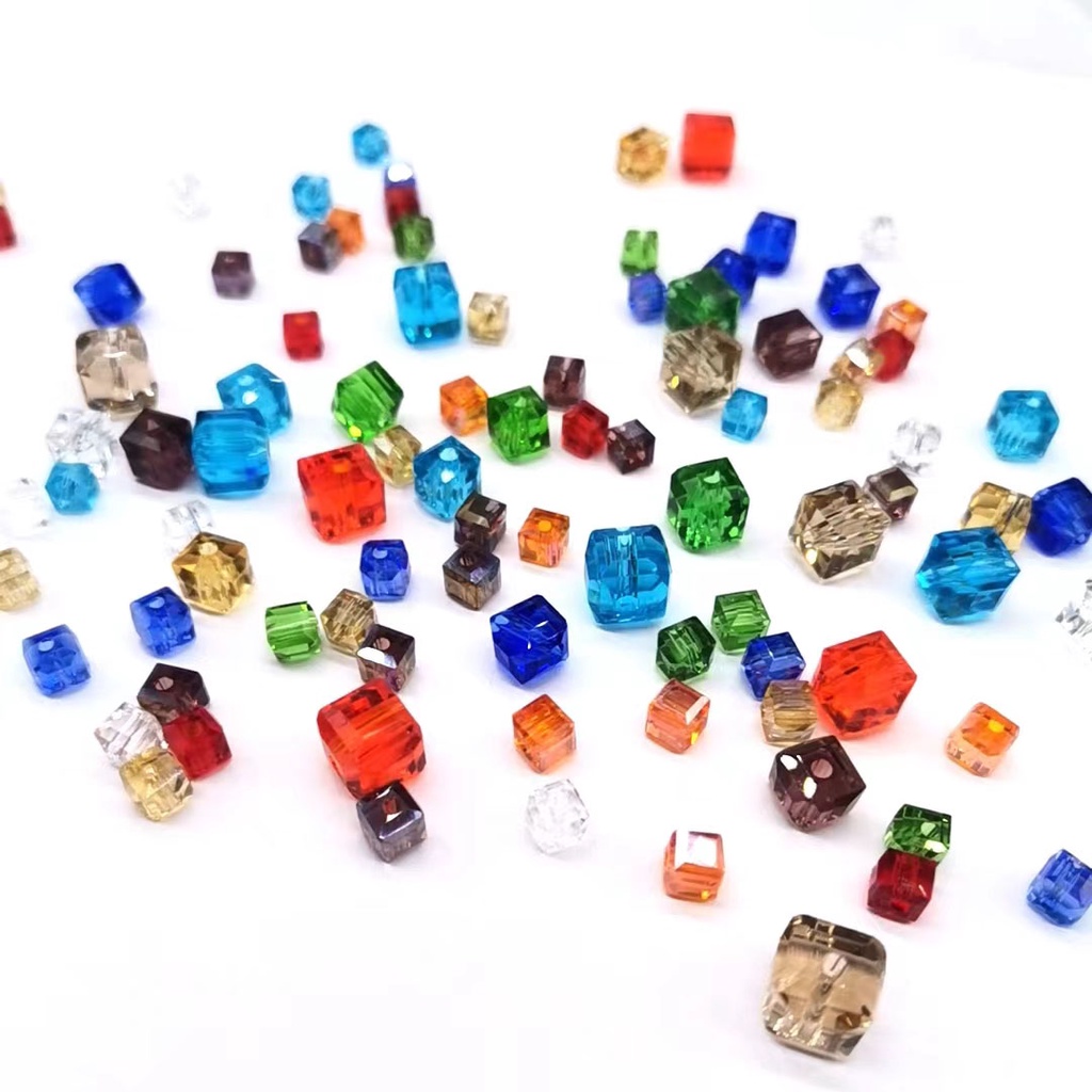 Hạt Pha Lê Thủy Tinh Hình Vuông Kích Thước 4mm 6mm 8mm Dùng Làm Trang Sức Thủ Công