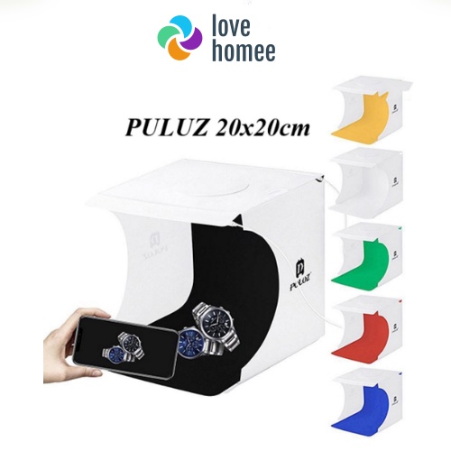 Hộp Chụp Hình Sản Phẩm PULUZ 20x20x20cm 2 dãy đèn Led siêu sáng