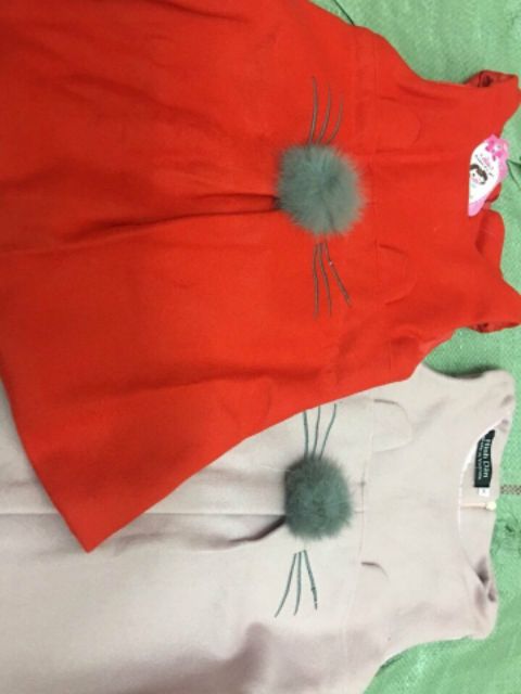 Váy dạ thêu mèo loại 1 cho bé gái