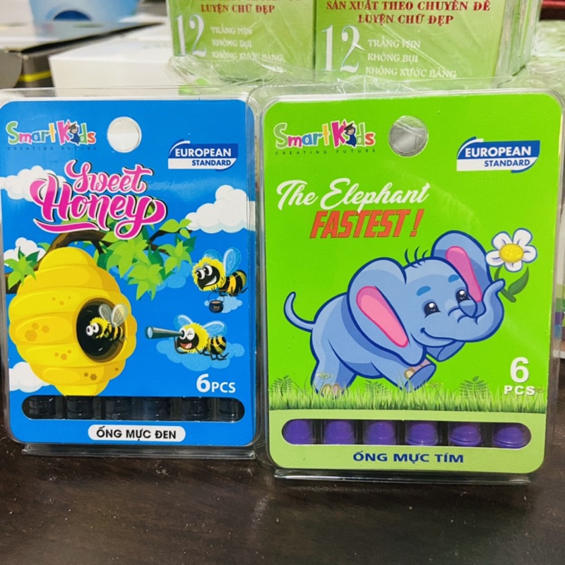vỉ mực smartkid (6 ống) 2 màu tím và đen
