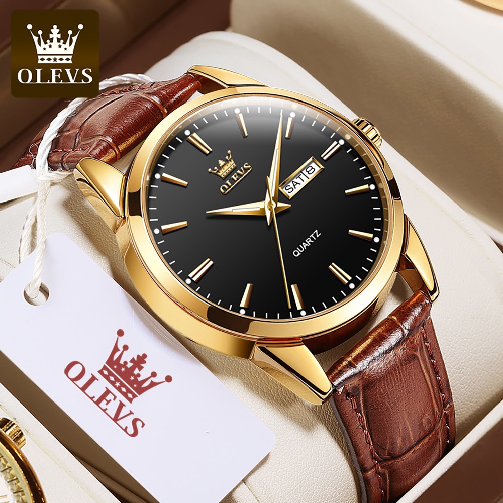Đồng hồ nam, chính hãng OLEVS,dây da bò cao cấp, mặt kính chống chầy xước, chống nước tốt, phong cách nam sinh Hàn Quốc