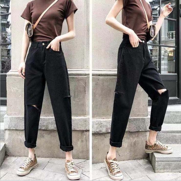 [Size 26-36] Quần Baggy 3 Màu Rách Hông Đùi Và Gối - Form chuẩn, Lưng Cao Siêu Đẹp