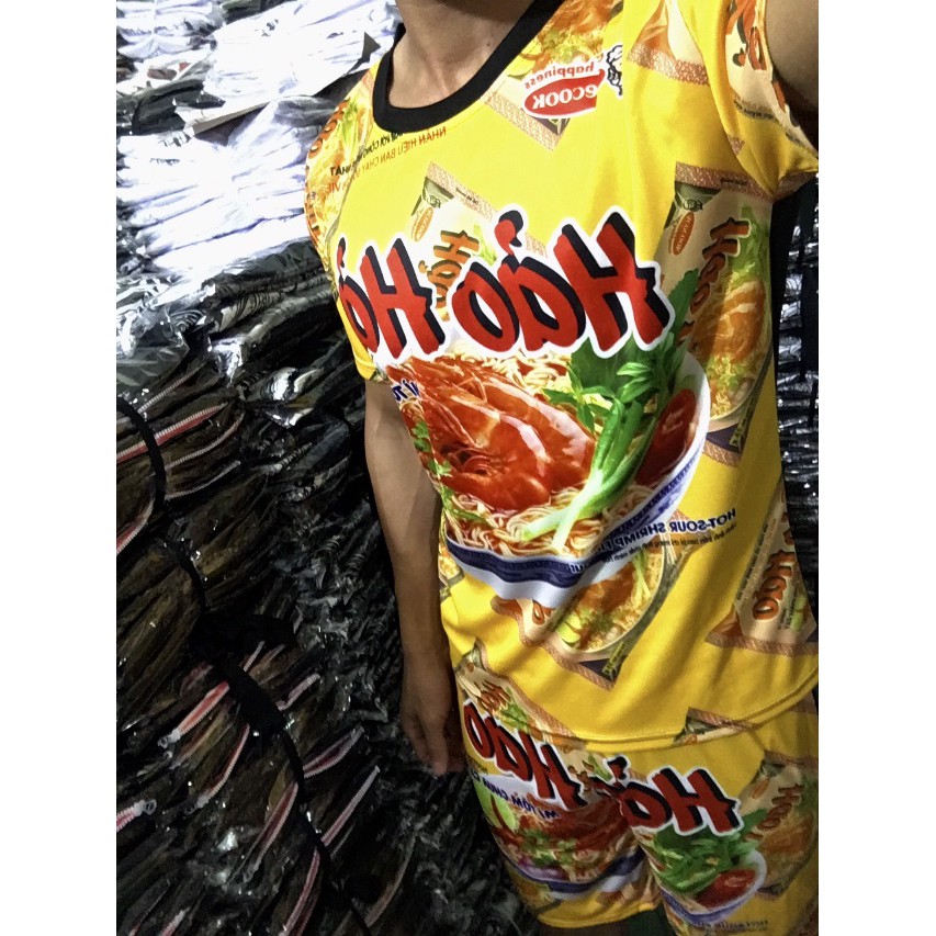 Đồ bộ thun áo nam nữ mì tôm hảo vàng chất thể thao ngắn tay | BigBuy360 - bigbuy360.vn