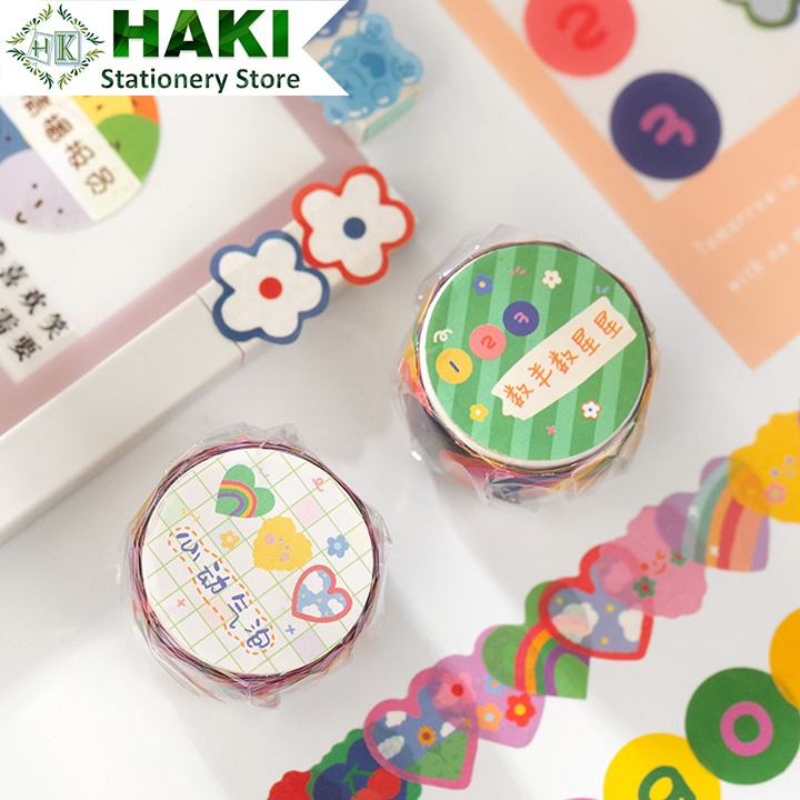 Sticker cute, cuộn 100 hình dán sticker HAKI trang trí sổ dễ thương giá rẻ ST36