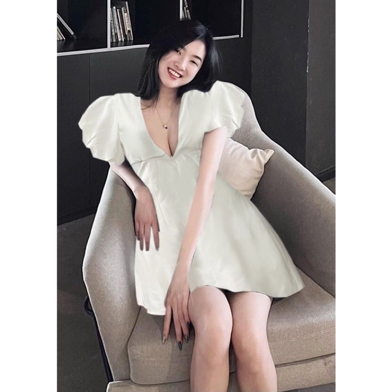ĐẦM CỔ V TAY PHỒNG BIGSIZE 55-90KG ( Bèo Béo Bigsize)