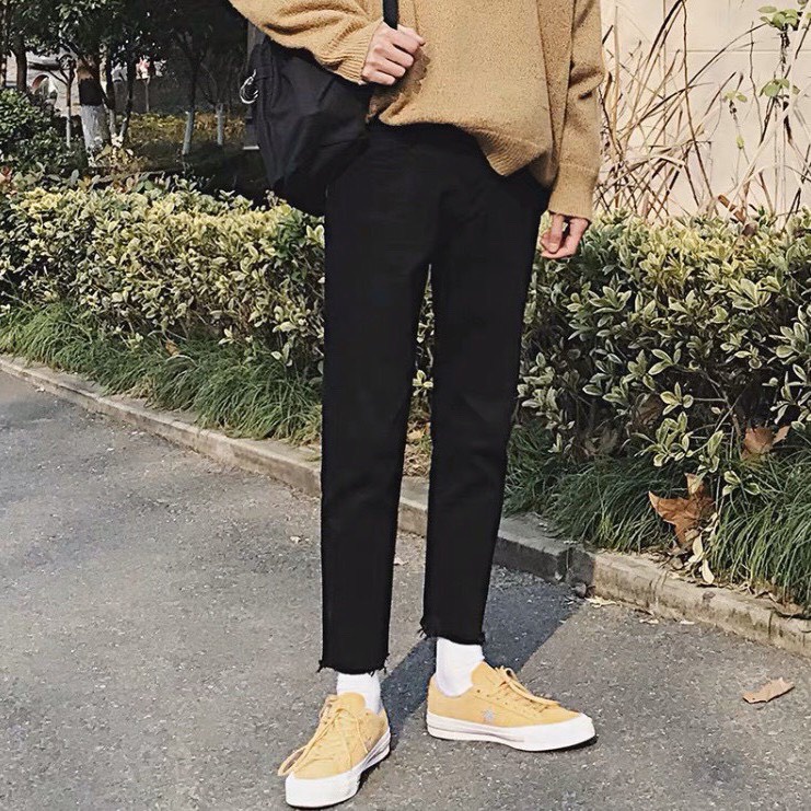 Quần Jean Nam Đen Trơn Vải Co Giãn, Không Phai Màu Dáng Skinny Phong Cách Hàn Quốc -J01