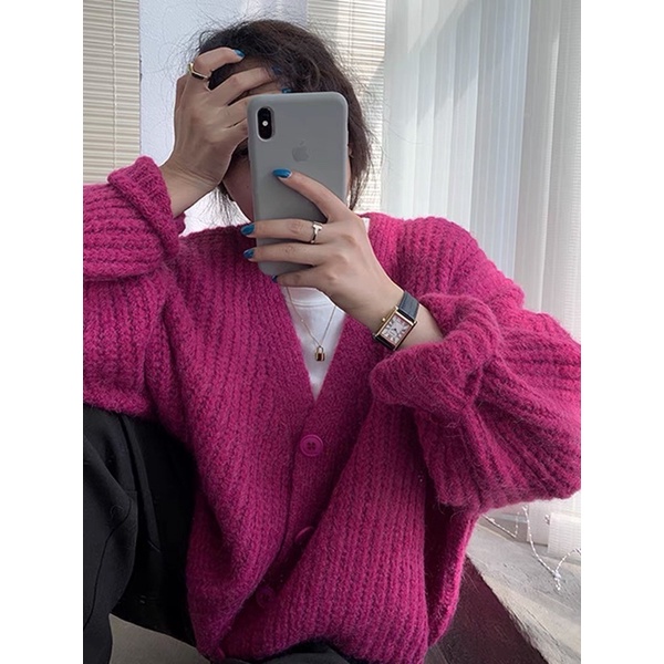 Áo len cardigan màu kẹo ngọt mùa đông thời trang ulzzang Hàn Quốc