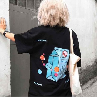 Áo phông tay lỡ, Áo thun nam nữ unisex hộp sữa 1hitshop - songsamshop