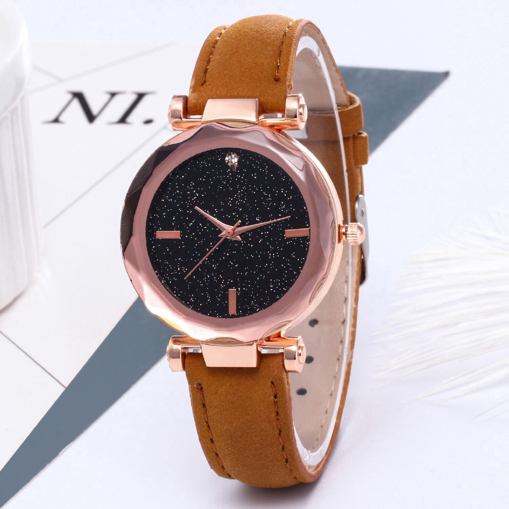 Kegllect Đồng Hồ Nữ Dây Da Mặt Hình Ngôi Sao
