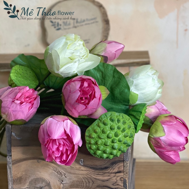 Hoa Sen Giả- Sen Quan Âm Cao Cấp Làm Bằng Chất Liệu Lụa Cao Cấp Cắm Bình Hoa, Decor Nhà Cửa, Trang Trí Quán Cafe