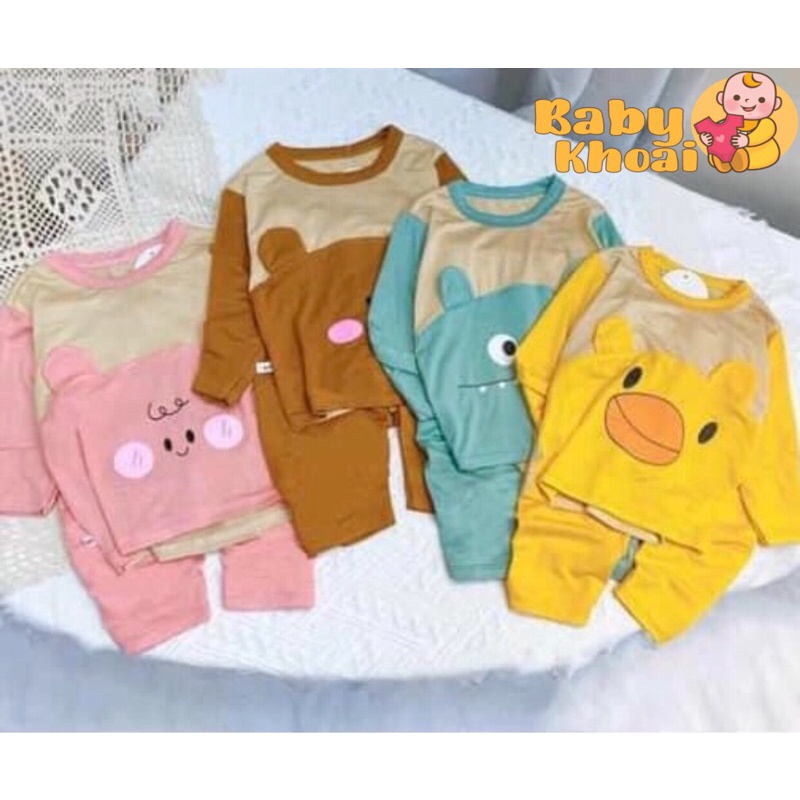 Bộ quần áo dài tay Minky Mon thun lạnh hình thú mát mẻ cho bé [BABY KHOAI]
