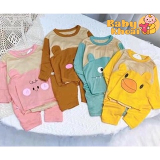 Bộ quần áo dài tay Minky Mon thun lạnh hình thú mát mẻ cho bé [BABY KHOAI]
