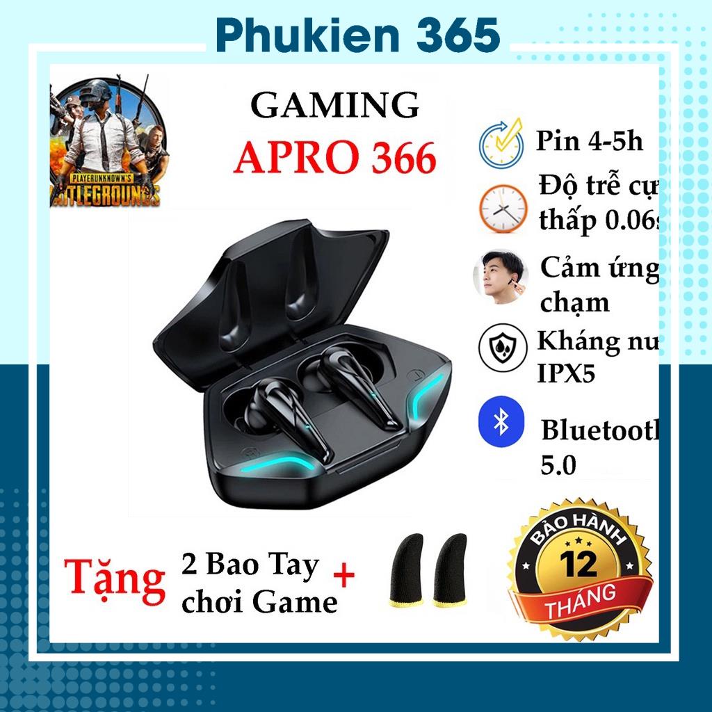 Tai Nghe Gaming Bluetooth Apro366 Tws , Tai Nghe Chơi Game Bluetooth Không Dây 5.0 - Độ Trễ Thấp - Pin Trâu - Có Míc