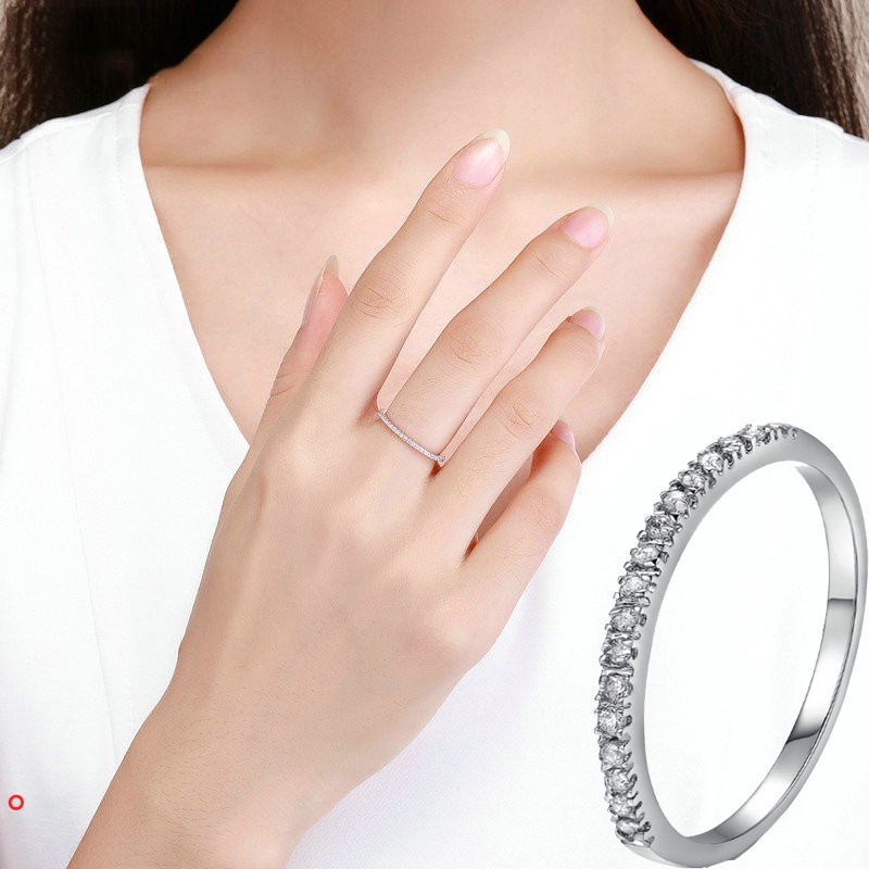 Nhẫn bạc nữ một hàng đá bạc ta - Nhẫn nữ bạc đẹp