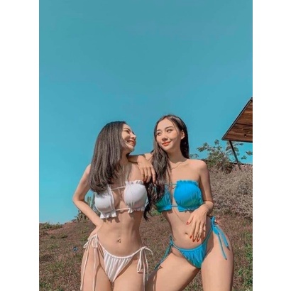 SET 3 MÓN BIKINI, ĐỒ BƠI ĐI BIỂN NGỌC TRINH KÈM QUÂY RÚT SEXY ODERI BM-113