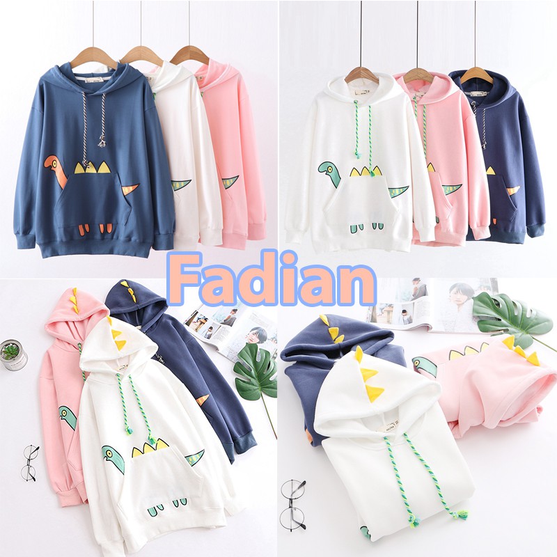 Áo Hoodie Unisex nam nữ kiểu dáng Sweater, chất nỉ bông cao cấp có nón chui đầu hình khủng long xanh phong cách Ulzzang