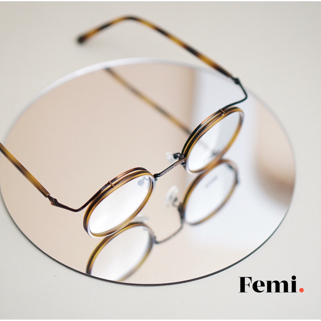 Gọng kính tròn nam Femi Sato phong cách Retro mắt kính cận tròn kim loại