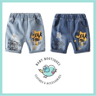 Quần short jean cho bé trai WAPYPY in hình Break The Kole - xuất Âu l