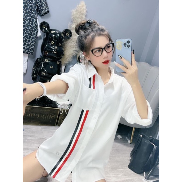 Sơ Mi Thom Browne, Áo Sơ Mi Thom Vạch Thẳng Hot Hit Form Thụng Unisez