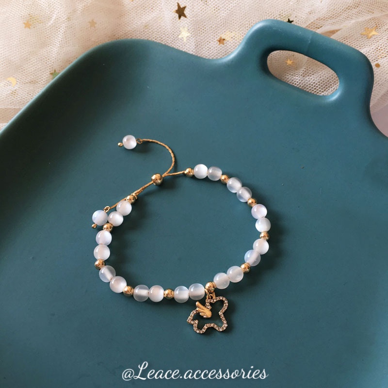 Vòng tay nữ, lắc tay dây rút đá mắt mèo mặt kỳ lân đính đá nữ tính BL020 Leace.accessories