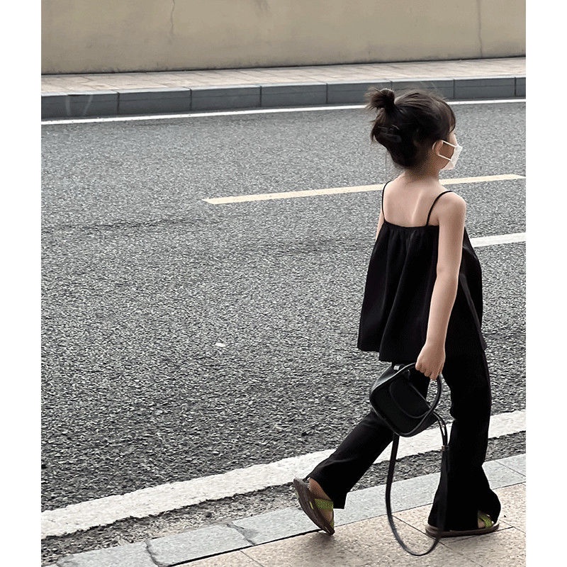 Bộ Áo Thun Ngắn Tay + Quần Dài Xẻ Tà Phong Cách Phương Tây Thời Trang Mùa Hè Cho Bé Gái