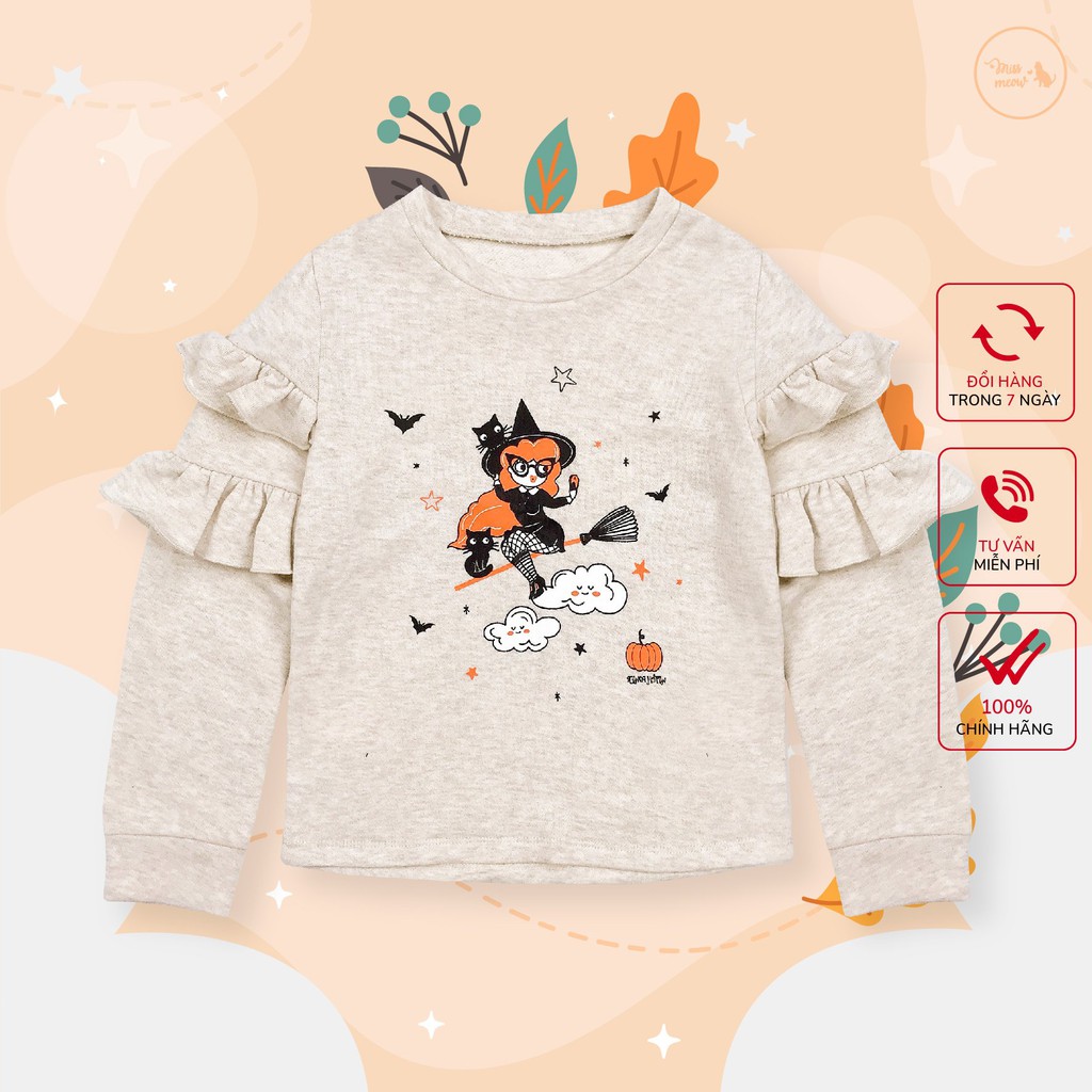 [Made in Vietnam] Áo Bé Gái BigFox Missmeow Size Đại, Áo Thu Đông Dài Tay Cho Bé Size Đại In Phù Thủy 2-11