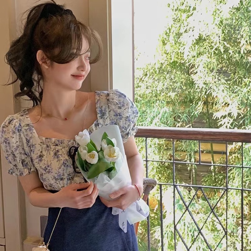 Đầm Nữ Dáng Ôm Họa Tiết Hoa Phong Cách Hàn Quốc Thời Trang Mùa Hè