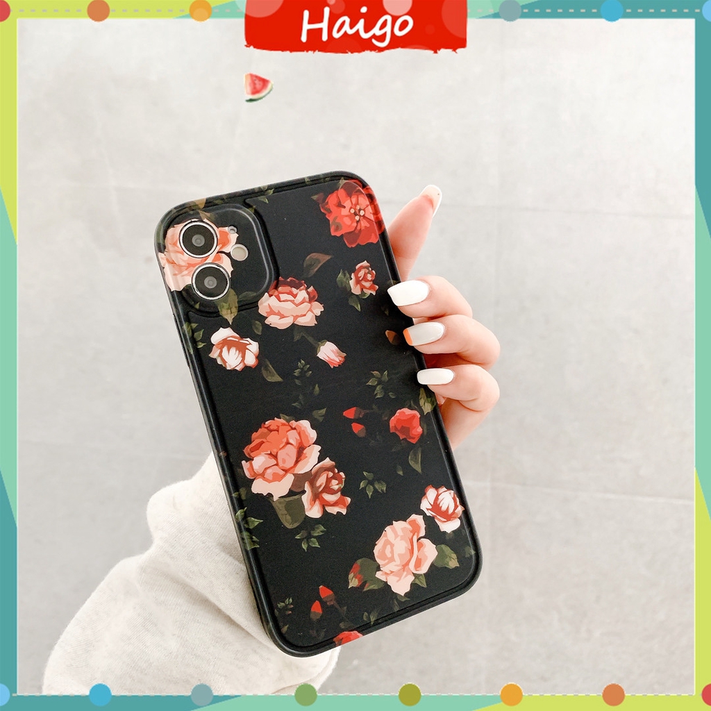 Ốp điện thoại dẻo họa tiết hoa hồng phong cách retro cho IPHONE 12MINI 11PROMAX 6/6S 7/8PLUS SE2 X/XS XR XSMAX #HG3179