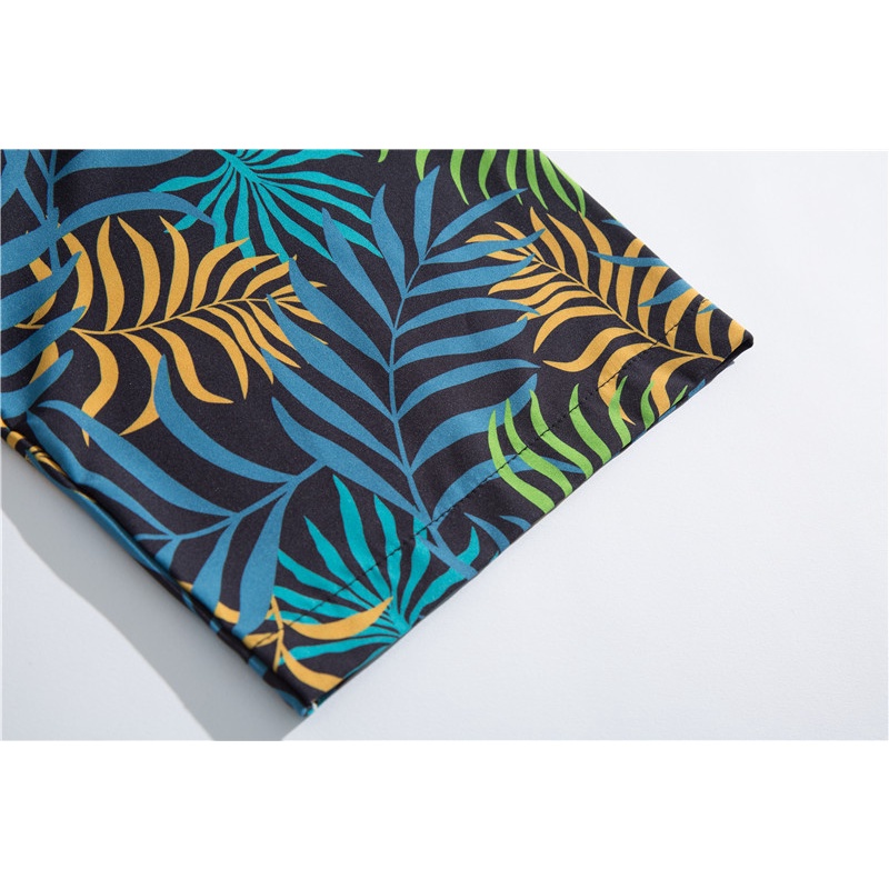 Áo Sơ Mi Ngắn Tay In Họa Tiết Lá Cây Phong Cách Hàn Quốc Mới Cho Nam