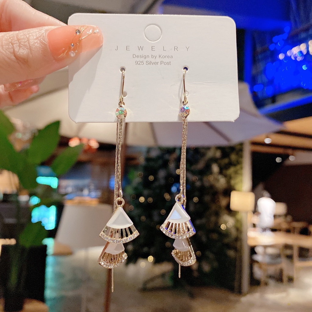 Bông Tai Dáng Dài Đính Đá Thời Trang Cho Nữ