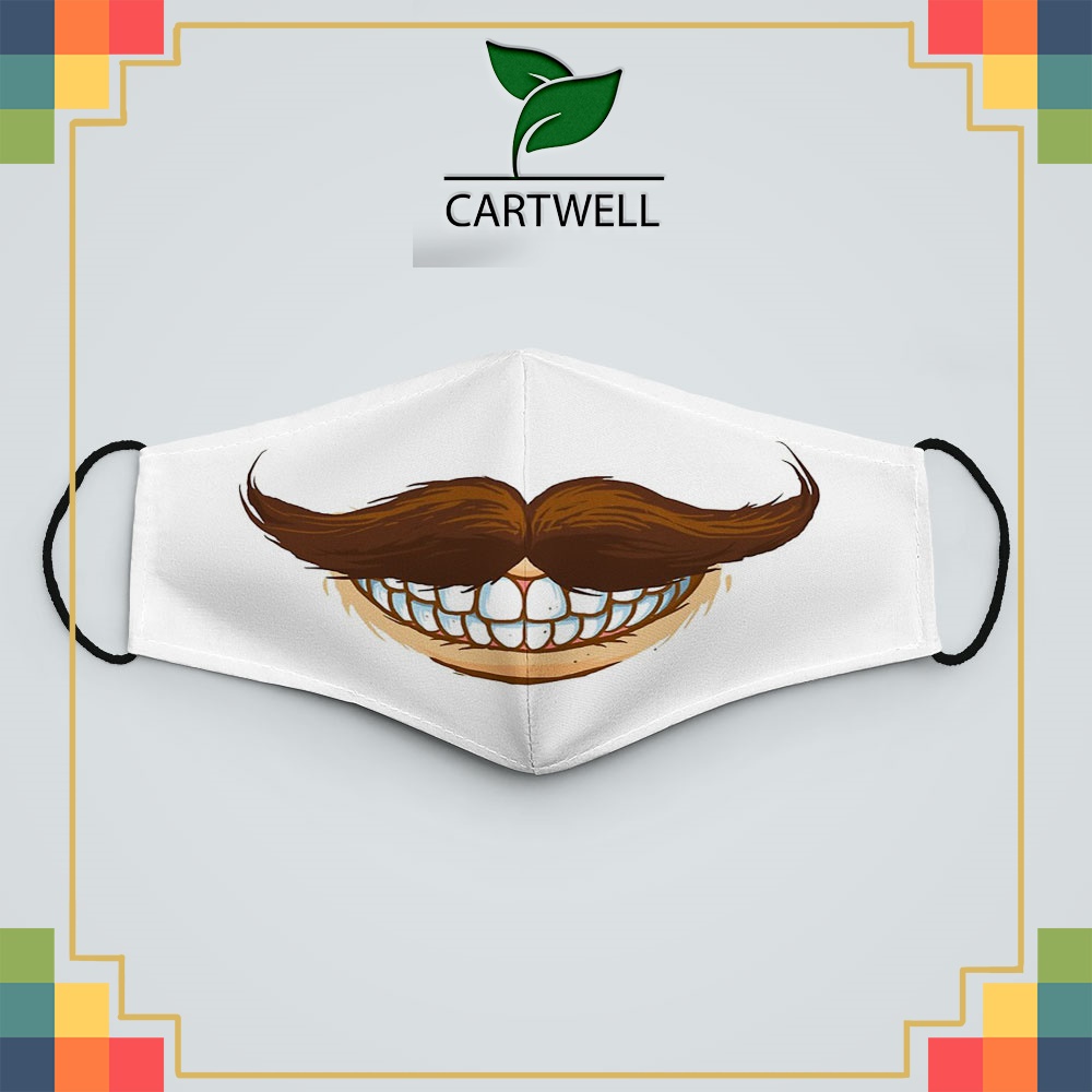 Khẩu trang vải 2 lớp select DRAWN_1181 CARTWELL chất liệu poly cotton 100% chống bụi in họa tiết 3d tunisex
