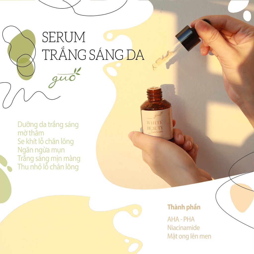 [Trắng da- thu nhỏ lỗ chân lông-căng bóng] Serum Trắng Sáng Mờ Thâm Ngừa Mụn GUO 30ml