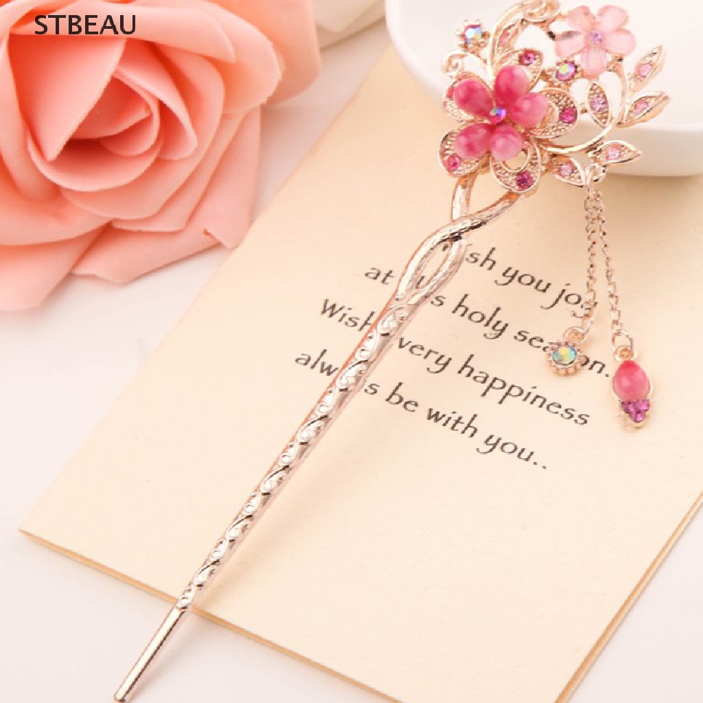 Trâm Cài Tóc Đính Đá / Ngọc Trai / Hoa Bằng Kim Loại Sang Trọng Cho Nữ