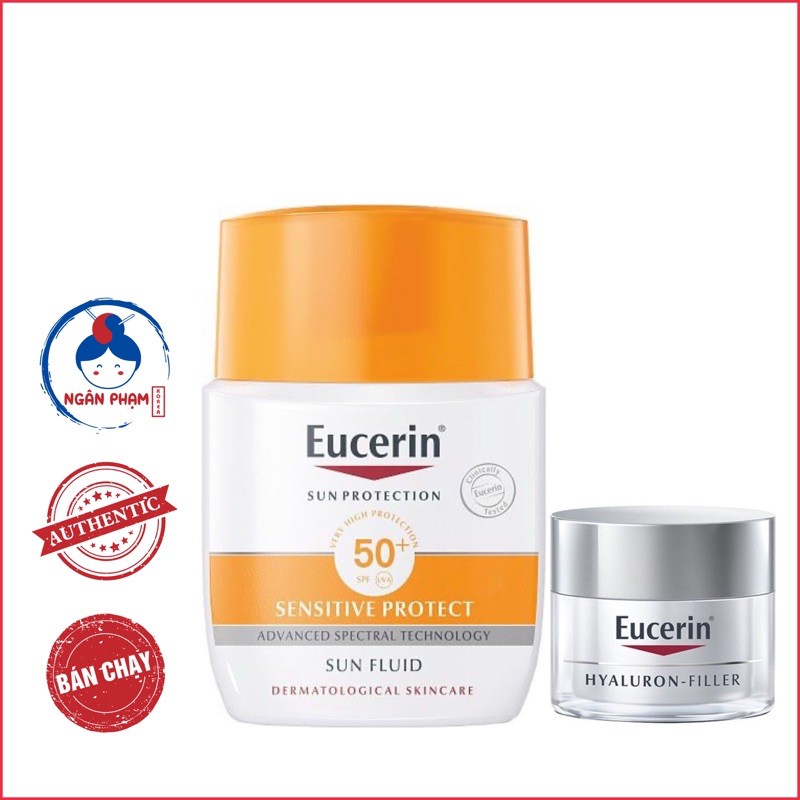 [ Bill Pháp] Kem Chống Nắng Eucerin Sensitive Protect SPF50+ Tặng Kèm Kem Dưỡng Ban Đêm Eucerin 20ml