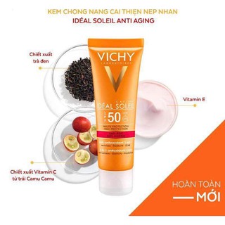 IDÉAL SOLEIL KEM CHỐNG NẮNG VICHY CẢI THIỆN NẾP NHĂN & NGĂN NGỪA OXY HÓA SPF 50, PA+++