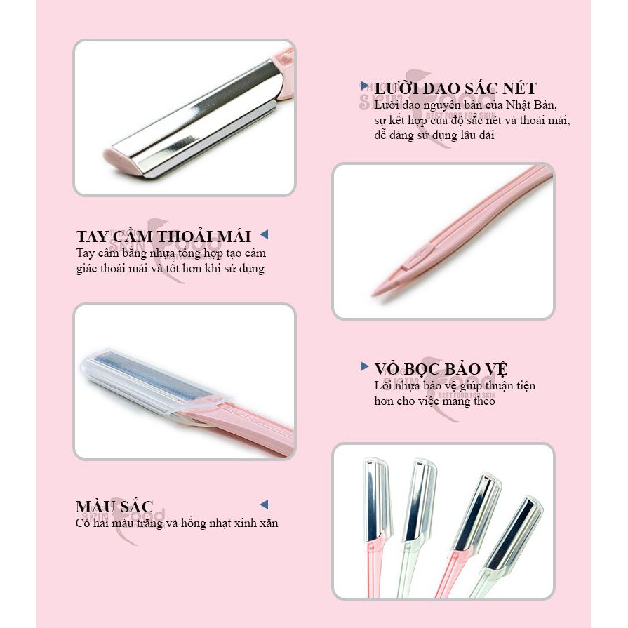 [Mã 155FMCGSALE giảm 7% đơn 500K] Dao Cạo Lông Mặt Thân Kim Loại Kai Razor Beauty